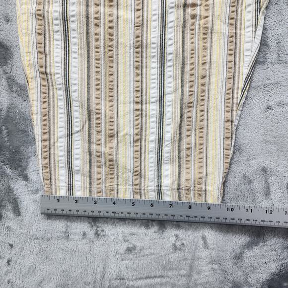 Vintage Basic Editions Pants Womens XXL Tan Yellow Striped Pull On Cargo Capri - Picture 9 of 10